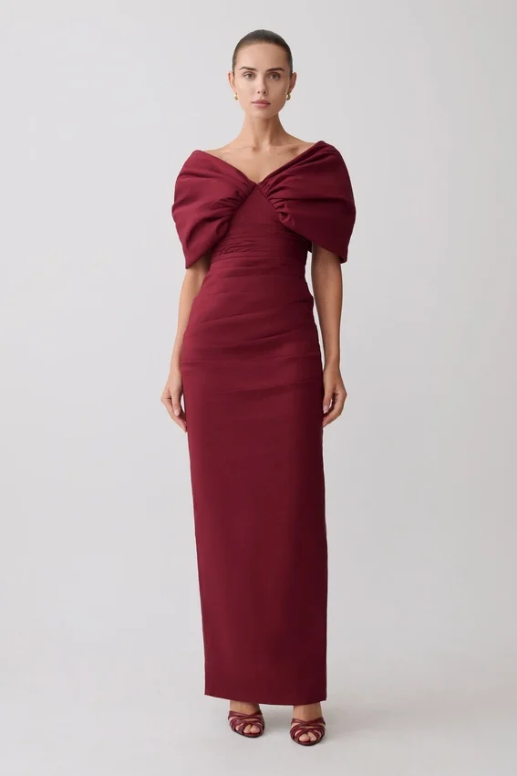Thelma Bardot Maxi Dress – Wine Thelma Bardot Maxi Dress – Wine