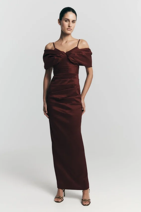 Thelma Bardot Maxi Dress – Wine Thelma Bardot Maxi Dress – Wine