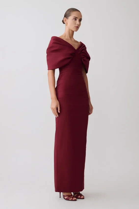 Thelma Bardot Maxi Dress – Wine Thelma Bardot Maxi Dress – Wine
