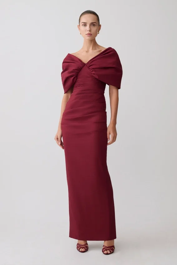 Thelma Bardot Maxi Dress – Wine Thelma Bardot Maxi Dress – Wine