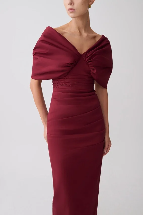 Thelma Bardot Maxi Dress – Wine Thelma Bardot Maxi Dress – Wine