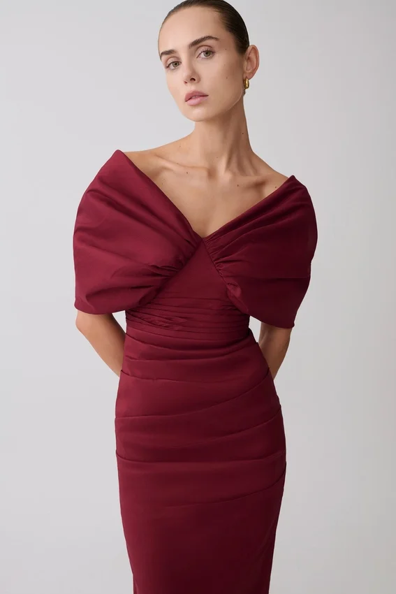 Thelma Bardot Maxi Dress – Wine Thelma Bardot Maxi Dress – Wine