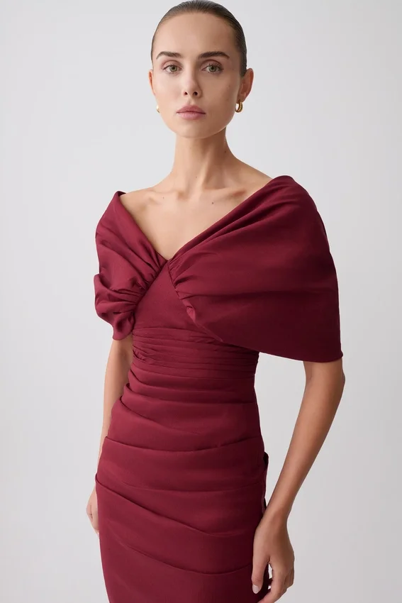 Thelma Bardot Maxi Dress – Wine Thelma Bardot Maxi Dress – Wine