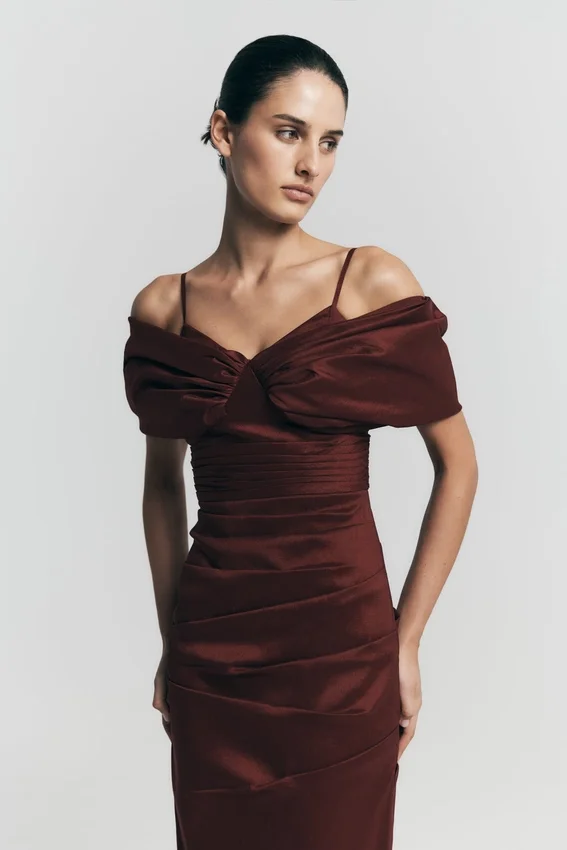 Thelma Bardot Maxi Dress – Wine Thelma Bardot Maxi Dress – Wine