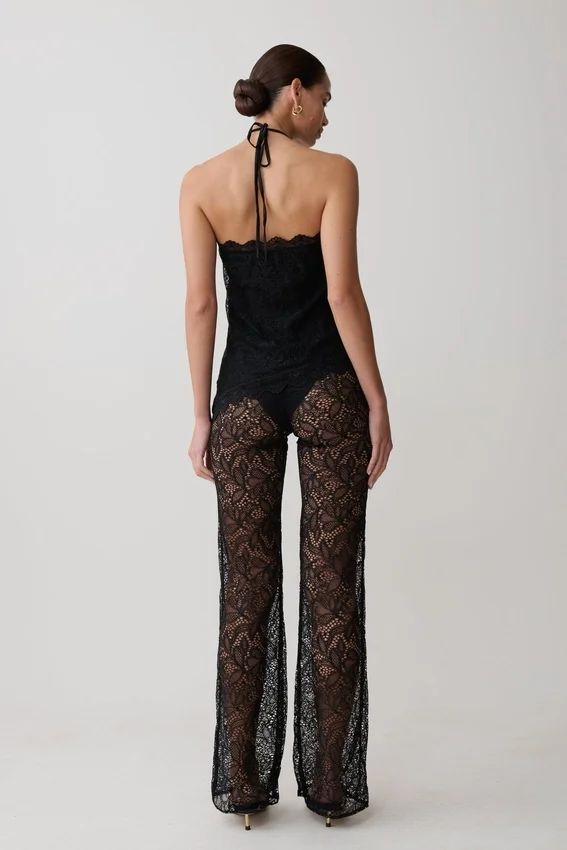 Theodosia Wide Leg Lace Pants – Black Theodosia Wide Leg Lace Pants – Black
