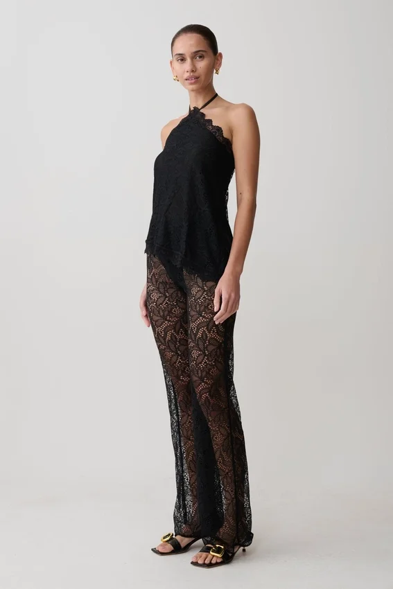 Theodosia Wide Leg Lace Pants – Black Theodosia Wide Leg Lace Pants – Black
