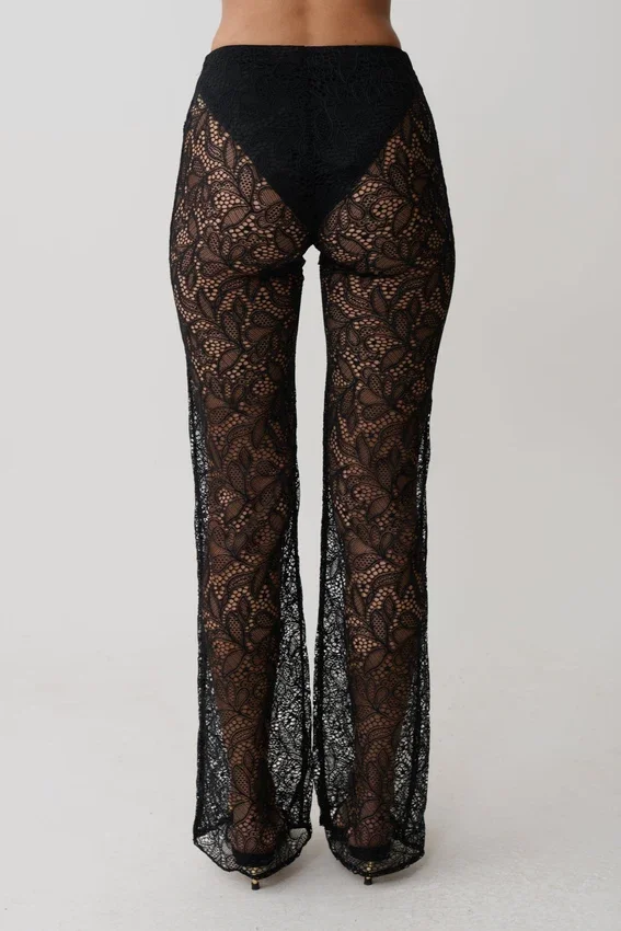Theodosia Wide Leg Lace Pants – Black Theodosia Wide Leg Lace Pants – Black