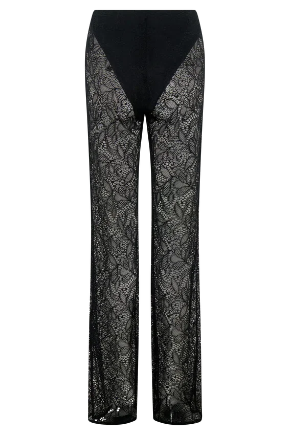 Theodosia Wide Leg Lace Pants – Black Theodosia Wide Leg Lace Pants – Black