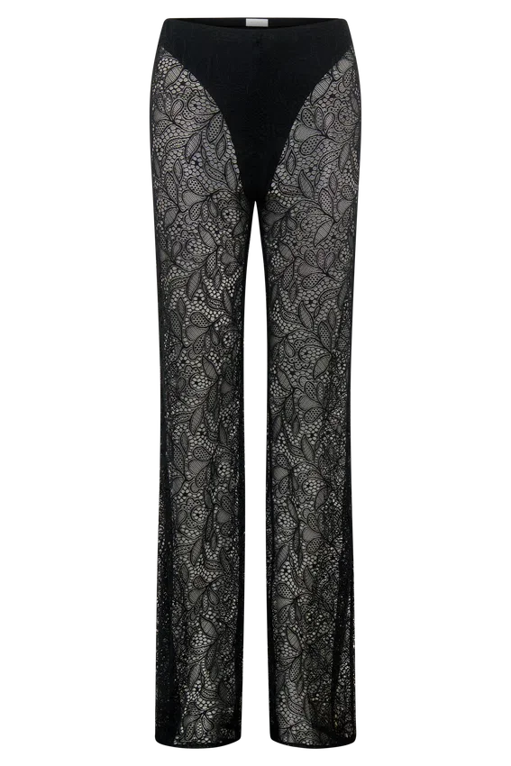 Theodosia Wide Leg Lace Pants – Black Theodosia Wide Leg Lace Pants – Black