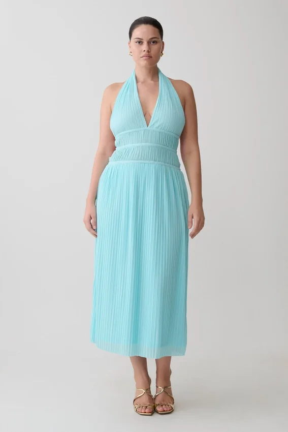 Thien Cowl Halter Midi Dress – Blue Thien Cowl Halter Midi Dress – Blue