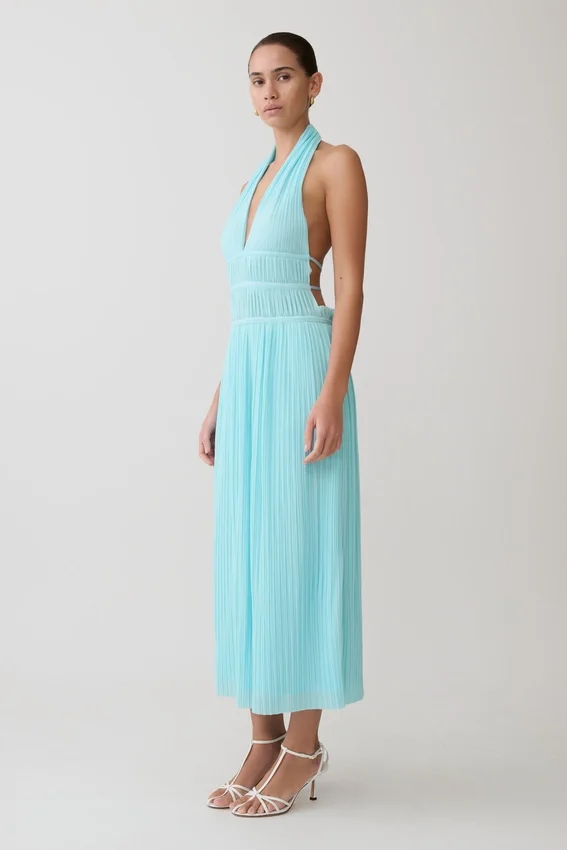 Thien Cowl Halter Midi Dress – Blue Thien Cowl Halter Midi Dress – Blue