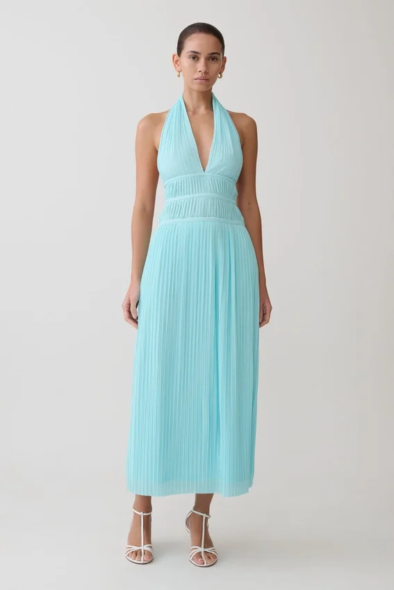 Thien Cowl Halter Midi Dress – Blue Thien Cowl Halter Midi Dress – Blue
