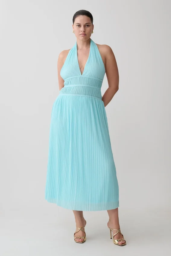 Thien Cowl Halter Midi Dress – Blue Thien Cowl Halter Midi Dress – Blue