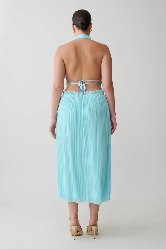 Thien Cowl Halter Midi Dress – Blue Thien Cowl Halter Midi Dress – Blue
