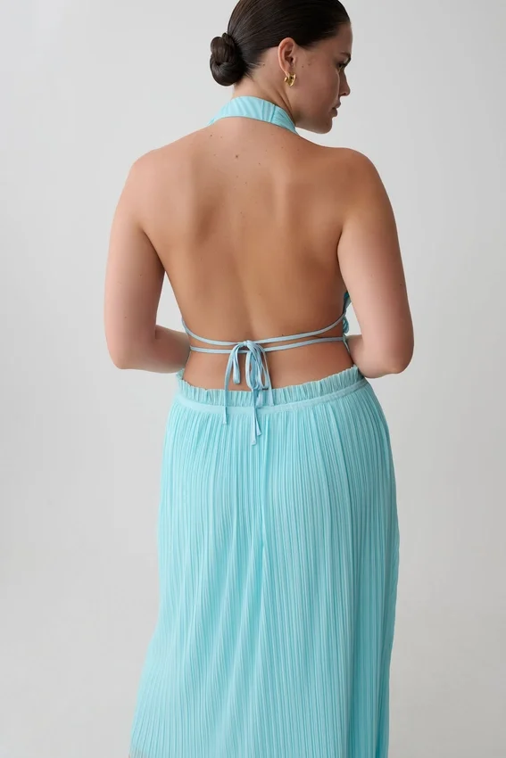 Thien Cowl Halter Midi Dress – Blue Thien Cowl Halter Midi Dress – Blue