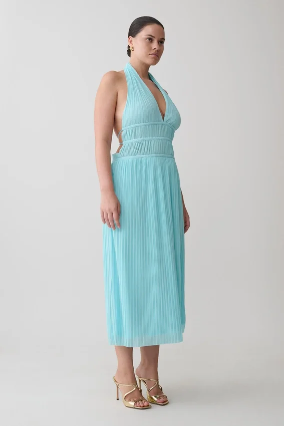 Thien Cowl Halter Midi Dress – Blue Thien Cowl Halter Midi Dress – Blue