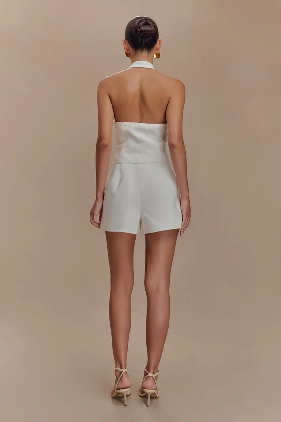 Tiara Halter Neck Suiting Top – White Tiara Halter Neck Suiting Top – White
