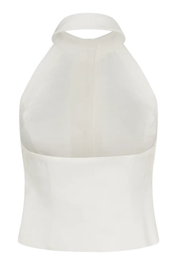 Tiara Halter Neck Suiting Top – White Tiara Halter Neck Suiting Top – White