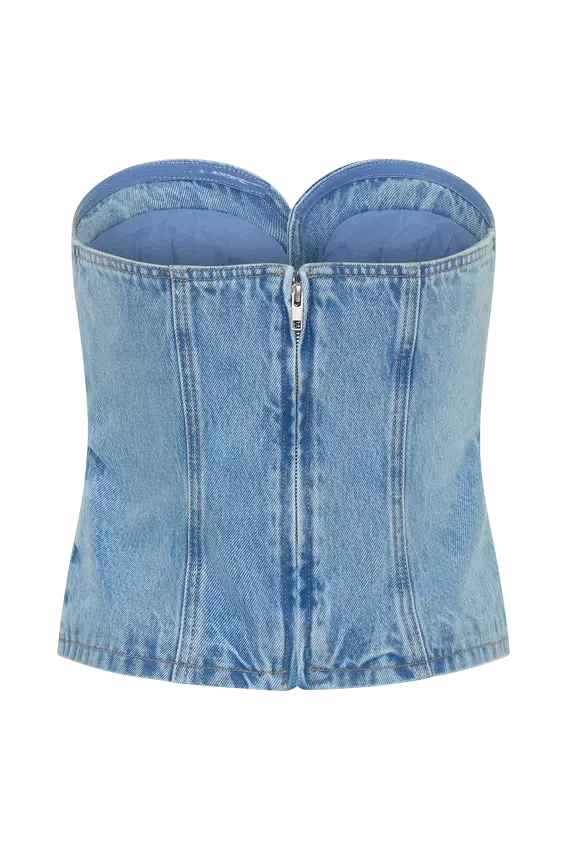 Tommy Strapless Denim Top With Buckle – Classic Blue Tommy Strapless Denim Top With Buckle – Classic Blue