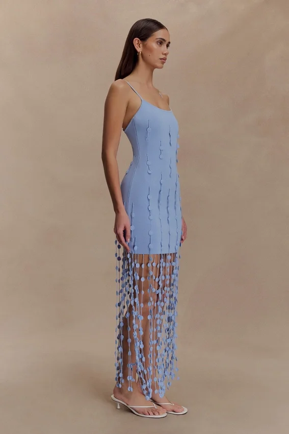 Tove Hand Knit Flower Mini Dress – Blue Tove Hand Knit Flower Mini Dress – Blue