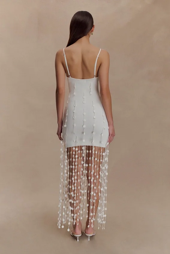 Tove Hand Knit Flower Mini Dress – White Tove Hand Knit Flower Mini Dress – White