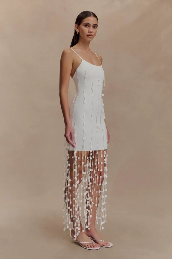 Tove Hand Knit Flower Mini Dress – White Tove Hand Knit Flower Mini Dress – White