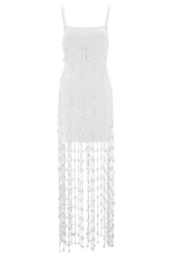 Tove Hand Knit Flower Mini Dress – White Tove Hand Knit Flower Mini Dress – White