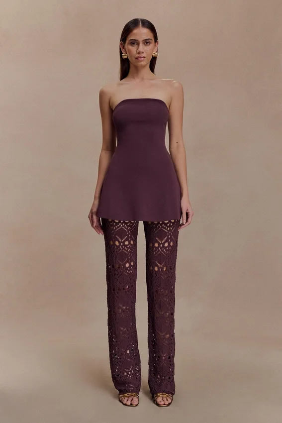 Trena Crochet Knit Pants – Chocolate Trena Crochet Knit Pants – Chocolate