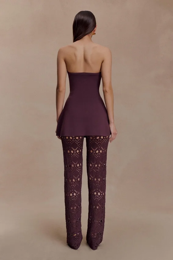 Trena Crochet Knit Pants – Chocolate Trena Crochet Knit Pants – Chocolate