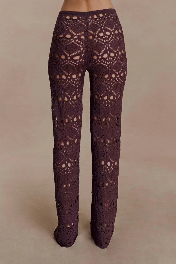 Trena Crochet Knit Pants – Chocolate Trena Crochet Knit Pants – Chocolate