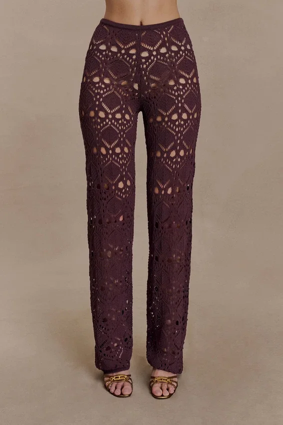 Trena Crochet Knit Pants – Chocolate Trena Crochet Knit Pants – Chocolate