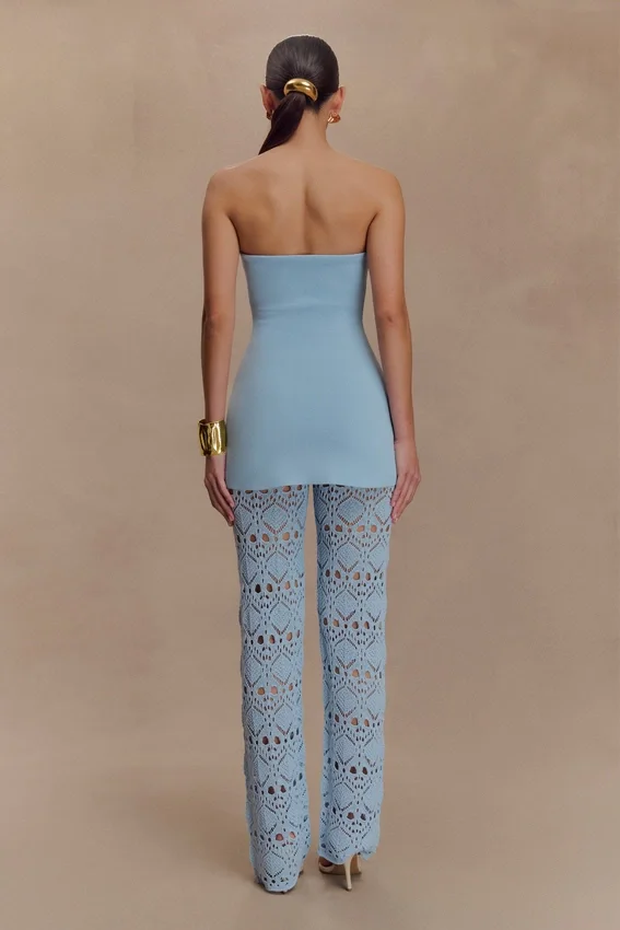 Trena Crochet Knit Pants – Sky Blue Trena Crochet Knit Pants – Sky Blue