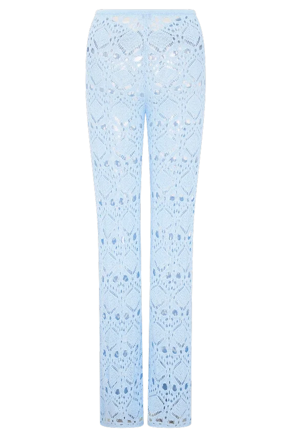 Trena Crochet Knit Pants – Sky Blue Trena Crochet Knit Pants – Sky Blue