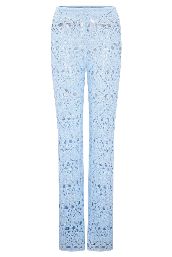 Trena Crochet Knit Pants – Sky Blue Trena Crochet Knit Pants – Sky Blue