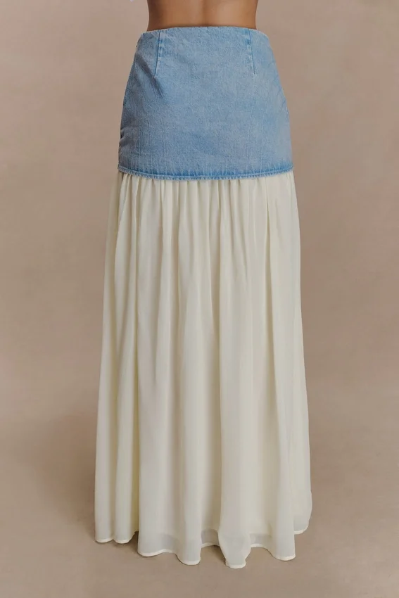 Tully Chiffon Denim Maxi Skirt – 80’S Blue Tully Chiffon Denim Maxi Skirt – 80’S Blue