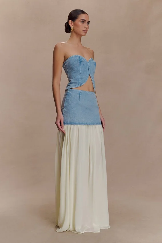 Tully Chiffon Denim Maxi Skirt – 80’S Blue Tully Chiffon Denim Maxi Skirt – 80’S Blue