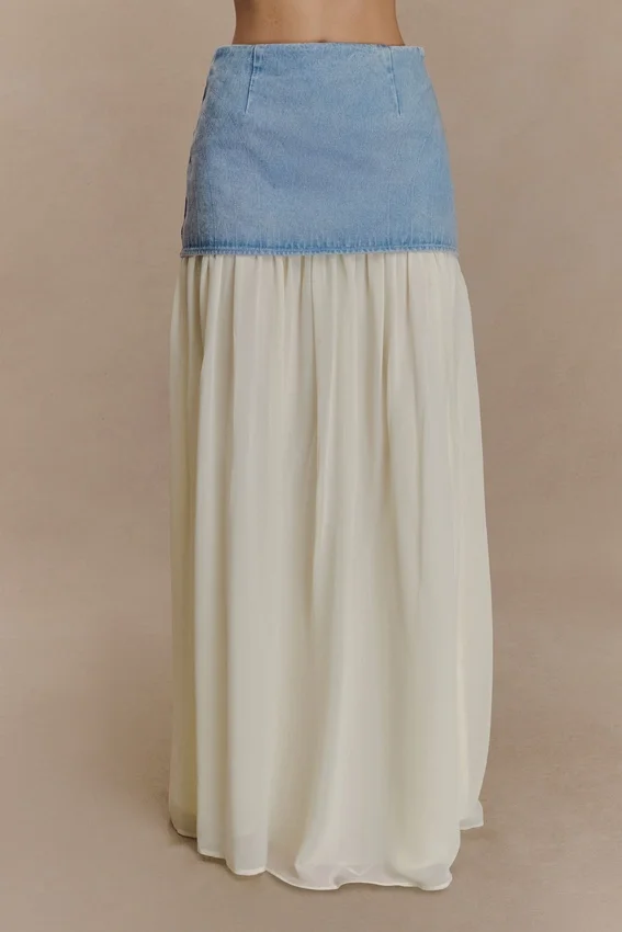 Tully Chiffon Denim Maxi Skirt – 80’S Blue Tully Chiffon Denim Maxi Skirt – 80’S Blue