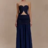 Tully Strapless Topstitch Denim Top – Indigo Blue