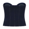 Tully Strapless Topstitch Denim Top – Indigo Blue