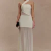 Vashti Cut Out Mesh Maxi Dress – Ivory