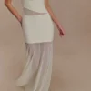 Vashti Cut Out Mesh Maxi Dress – Ivory