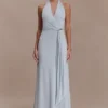 Veda Slinky Halter Maxi Dress – Pale Blue