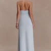 Veda Slinky Halter Maxi Dress – Pale Blue