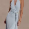 Veda Slinky Halter Maxi Dress – Pale Blue