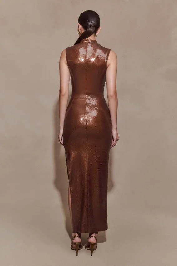 Veronica Sequin Midi Dress – Chocolate Veronica Sequin Midi Dress – Chocolate