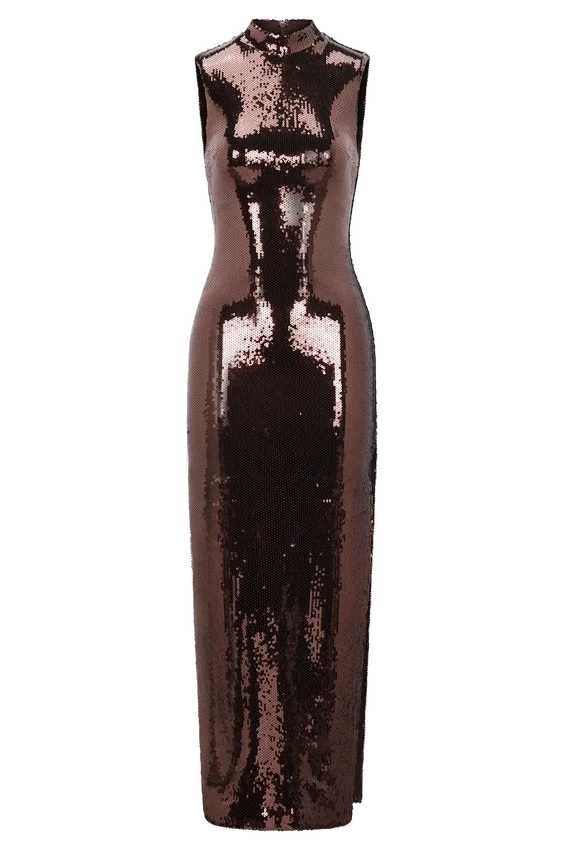 Veronica Sequin Midi Dress – Chocolate Veronica Sequin Midi Dress – Chocolate