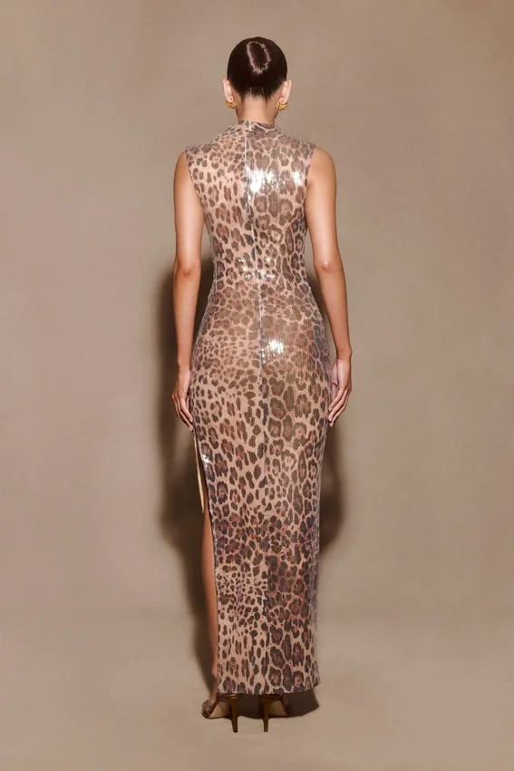 Veronica Sequin Midi Dress – Leopard Print Veronica Sequin Midi Dress – Leopard Print