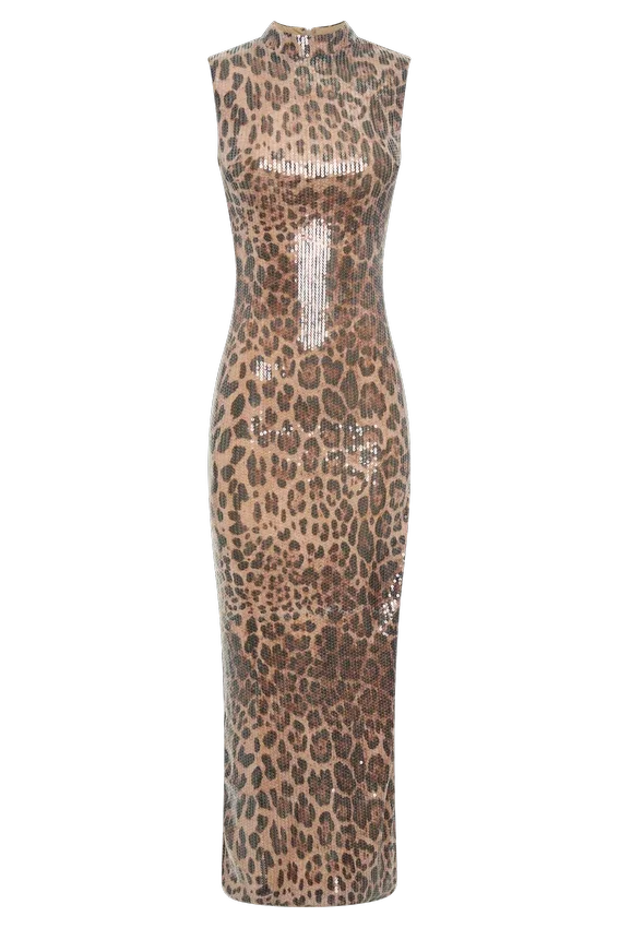 Veronica Sequin Midi Dress – Leopard Print Veronica Sequin Midi Dress – Leopard Print