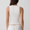 Vianna Broderie Ribbed Tank Top – Ivory