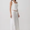 Vianna Broderie Ribbed Tank Top – Ivory